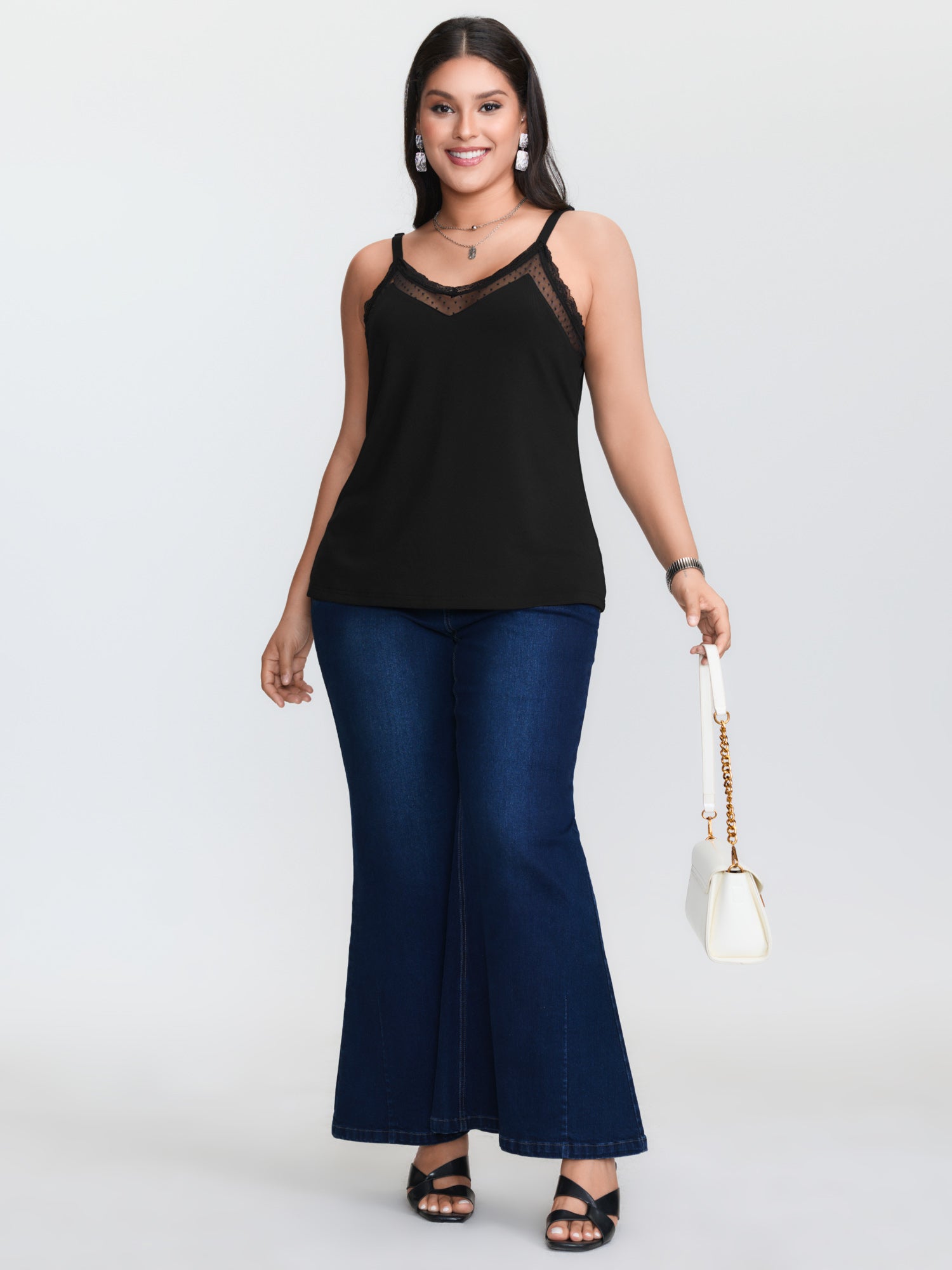 Büyük beden siyah örgü atlet,  - Cami Top Lace incelemesi ve fiyatı